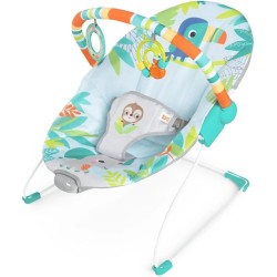 Bright Starts Baby Bouncer Soothing Vibrations Infant Seat - Removable -Toy Bar, Nonslip Feet, 0-6 Months Up to 20 lbs (Rainforest Vibes)