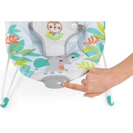 Bright Starts Baby Bouncer Soothing Vibrations Infant Seat - Removable -Toy Bar, Nonslip Feet, 0-6 Months Up to 20 lbs (Rainforest Vibes)