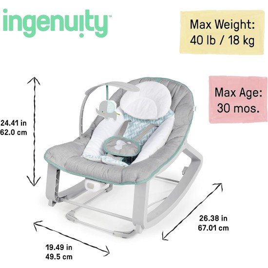 Ingenuity Keep Cozy 3-in-1 Grow with Me Vibrating Baby Bouncer Seat & Infant to Toddler Rocker - Weaver, Newborn and up