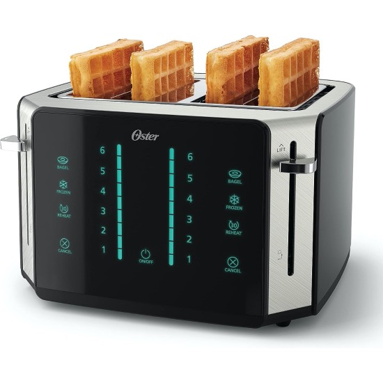 Oster 4-Slice Touchscreen Toaster 2158492 with Digital Controls, Black and Stainless Steel