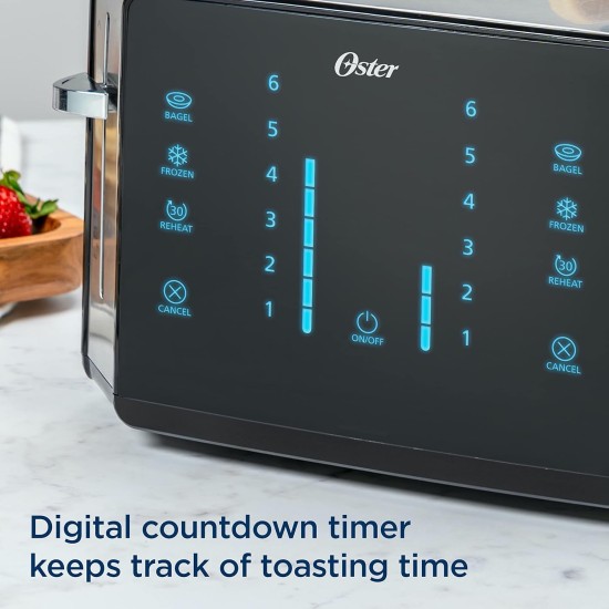 Oster 4-Slice Touchscreen Toaster 2158492 with Digital Controls, Black and Stainless Steel