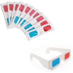 KRISMYA 3D Glasses for Movies - 10 Pairs 3D Glasses Red and Cyan White Frame Anaglyph Cardboard - Folded in Protective Sleeve