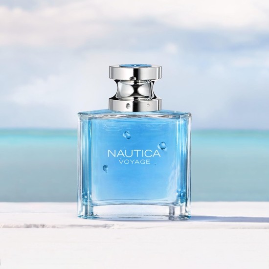 Nautica Voyage Eau De Toilette for Men - Fresh, Romantic, Fruity Scent - Woody, Aquatic Notes of Apple, Water Lotus, Cedarwood, and Musk - Ideal for Day Wear, 100 ml