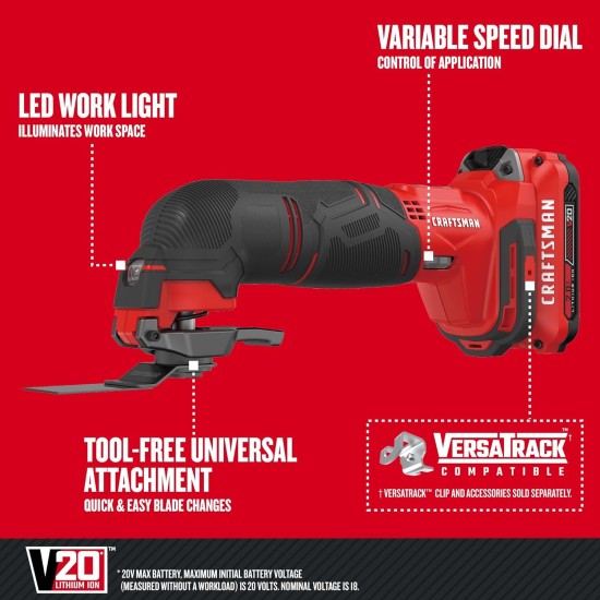 CRAFTSMAN V20 Oscillating Tool Cordless Kit (CMCE500D1)