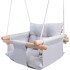 CaTeam - Canvas Baby Swing, Wooden Hanging Swing Seat Chair with Safety Belt, Durable Baby Swing Chair, Outdoor and Indoor Swing for Kids, Gray Blue