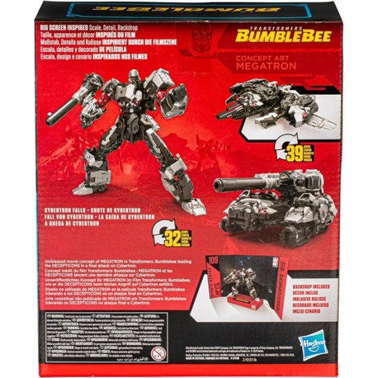 Transformers Toys Studio Series Leader Transformers: Bumblebee 109 Concept Art Megatron, 8.5-inch Converting Action Figure, 8+