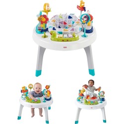 Fisher-Price 2-in-1 Baby Activity Center and Toddler Activity Table Racing Ramp with Lights and Music, Spin ‘n Play Safari