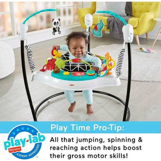 Fisher-Price Baby Bouncer Animal Wonders Jumperoo Activity Center with Music Lights Sounds and Developmental Toys