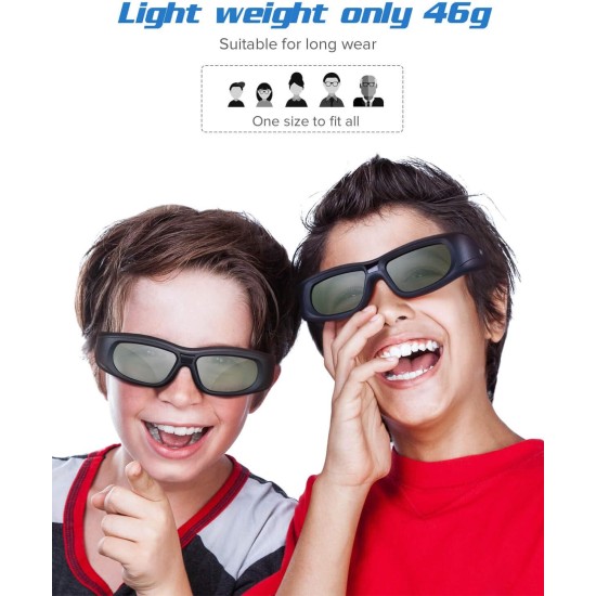 Elikliv Active Shutter 3D Glasses 2 Pack, Rechargeable Bluetooth 3D Glasses Compatible with Epson 3D Projector, TDG-BT500A TDG-BT400A TY-ER3D5MA