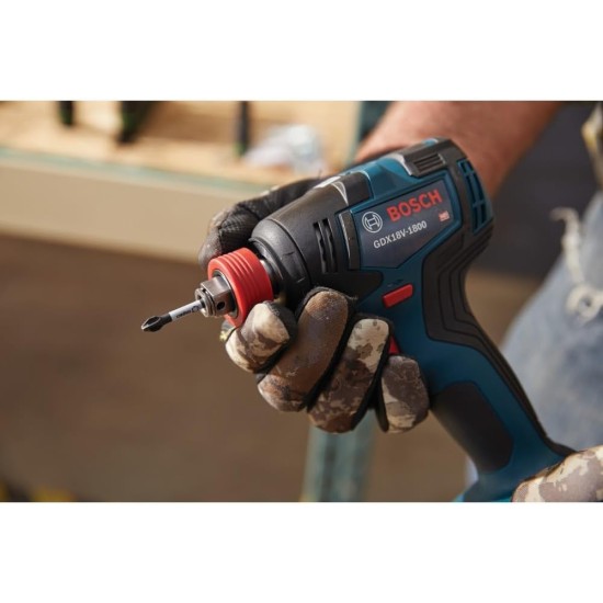 Bosch GDX18V-1800B12 18V EC Brushless 1/4 In. and 1/2 In. Two-in-One Bit/Socket Impact Driver Kit with 2.0 Ah SlimPack Battery