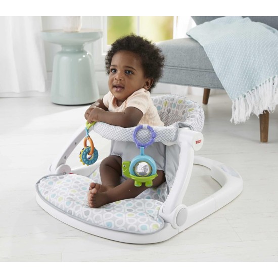 Fisher-Price Portable Baby Chair Sit-Me-Up Floor Seat with Developmental Toys & Machine Washable Seat Pad, Honeydew Drop (GGD48)