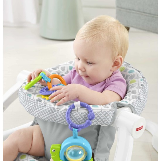 Fisher-Price Portable Baby Chair Sit-Me-Up Floor Seat with Developmental Toys & Machine Washable Seat Pad, Honeydew Drop (GGD48)