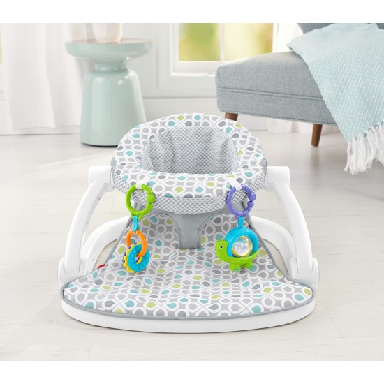 Fisher-Price Portable Baby Chair Sit-Me-Up Floor Seat with Developmental Toys & Machine Washable Seat Pad, Honeydew Drop (GGD48)