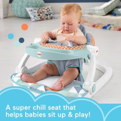 Fisher-Price Portable Baby Chair Sit-Me-Up Floor Seat with Snack Tray and Removable Toy Bar, Penguin Island (GKH31)
