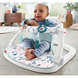 Fisher-Price Portable Baby Chair Sit-Me-Up Floor Seat with Developmental Toys & Machine Washable Seat Pad, Pacific Pebble (GKJ14)