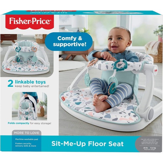 Fisher-Price Portable Baby Chair Sit-Me-Up Floor Seat with Developmental Toys & Machine Washable Seat Pad, Pacific Pebble (GKJ14)