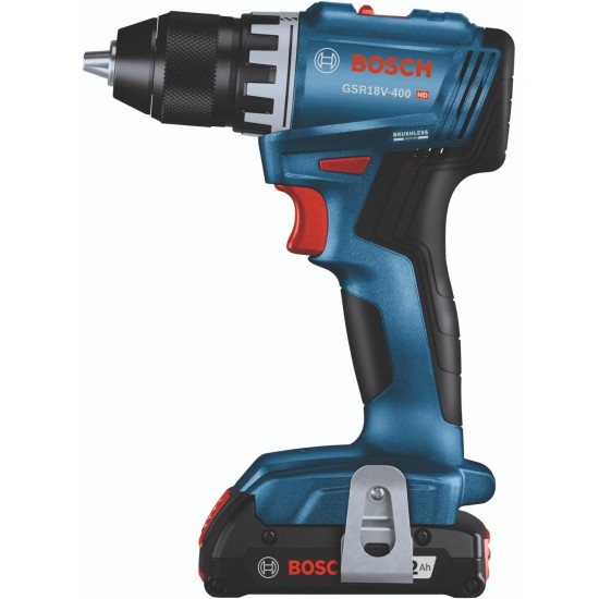 BOSCH GSR18V-400B22 18V Compact Brushless 1/2 in. Drill/Driver Kit with (2) 2.0 Ah Slimpack Batteries