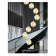 Modern LED Chandelier Pendant Glass Ball, Dimmable for Staircase Living Room - Gypsophila Stair Chandelier