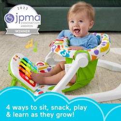 Fisher-Price Portable Baby Chair Kick & Play Deluxe Sit-Me-Up Seat with Piano Learning Toy & Snack Tray for Infants to Toddlers (HJC34)