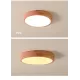 Modern Nordic LED Ceiling Light - Round Wooden Surface Mounted Lamp for Living Room, Bedroom, and Study with Remote Control