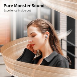 Monster N-Lite 203 AirLinks Wireless Earbuds, Bluetooth Headphones with HiFi Stereo, Wireless Earphones with HD Clear Call, 30H Playback, Type-C Charging, Touch Control, IPX6 Waterproof in-Ear Earbuds