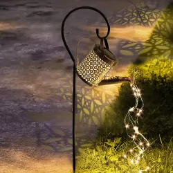 Solar Watering Can Hanging String Light Waterfall Lamp - Outdoor Garden Decor