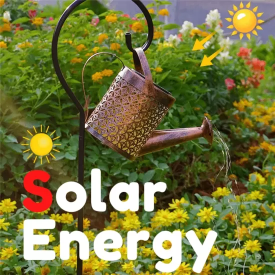 Solar Watering Can Hanging String Light Waterfall Lamp - Outdoor Garden Decor