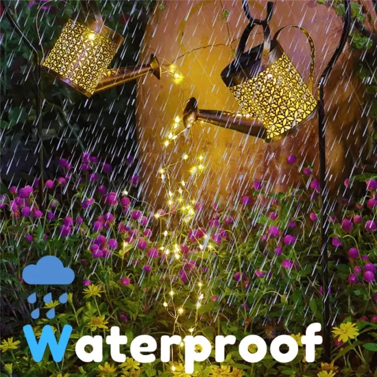 Solar Watering Can Hanging String Light Waterfall Lamp - Outdoor Garden Decor