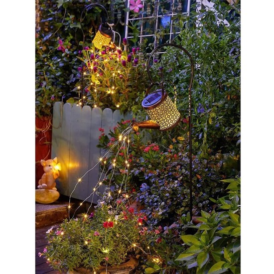 Solar Watering Can Hanging String Light Waterfall Lamp - Outdoor Garden Decor