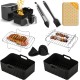 Air Fryer Accessories,9-Pcs Set for Ninja DZ201, DZ201C, DZ401, Reusable Silicone Air Fryer Liners & Gloves, Air Fryer Rack, Paper Lining, Food Tong, Oil Brush, Suitable for Oven, Microwave