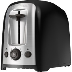 Black+Decker 2-Slice Extra Wide Slot Toaster, Classic Oval, Black with Stainless Steel Accents - TR1278B