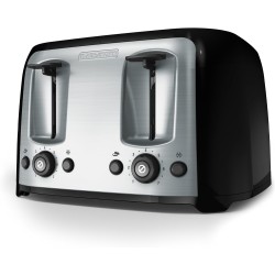 BLACK+DECKER Toaster 4 Slice, Classic Oval, Black with Stainless Steel Accents, TR1478BD