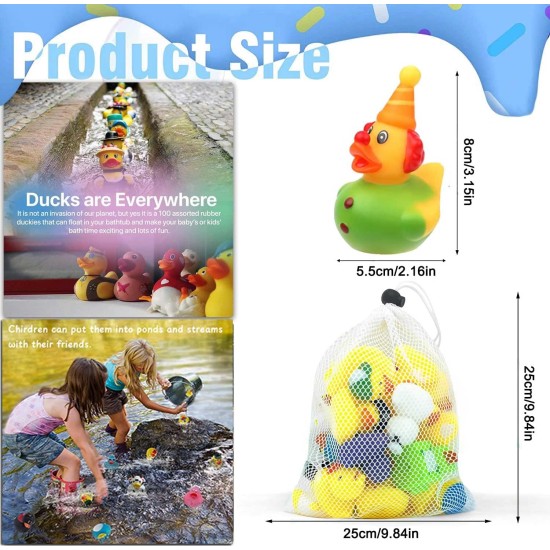 25 Pack Rubber Duck Pack Bath Toy Assortment Bulk Floater Duck for Kids Birthday Gifts Baby Showers Classroom Prizes Party Favors Rubber Duckies for Jeep Summer Beach Pool Toys (A-25 Pack)