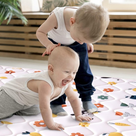 Odorless Premium Foam Foldable Baby Play Mat 71" X 59", Extra Large Thicker Activity Playmats for Babies,Toddlers, Infants, Soft Baby Mat for Floor,Play & Tummy Time,Machine Washable for Easy Care