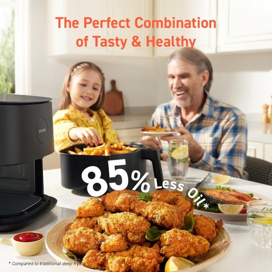 COSORI Air Fryer (4.7L), 9-In-1 Less Oil Airfryer Oven, UP to 450℉, Quiet Operation, 30 Exclusive Recipes, Nonstick Basket, Compact, Dishwasher Safe, 5 QT, Gray