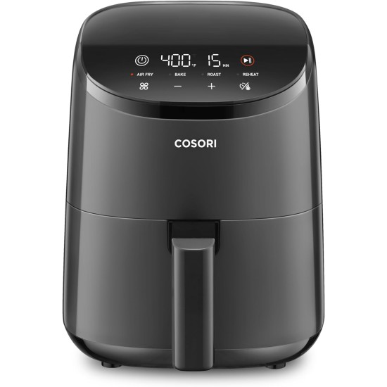 COSORI Small Air Fryer Oven 2.1 Qt, 4-in-1 Mini Airfryer, Bake, Roast, Reheat, Space-saving & Low-noise, Nonstick and Dishwasher Safe Basket, 30 In-App Recipes, Sticker with 6 Reference Guides, Gray