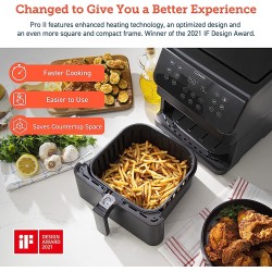 Cosori Proii ‎CP358-AF Air Fryer Oven Combo, 5.8qt Max Xl Large Cooker with 12 One-touch Saveable Custom Functions, Cookbook and Oneline Recipes, Nonstick and Dishwasher-safe Detachable Square Basket