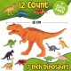 12 Pack of 7 Dinosaur Toy Figures with Educational Dinosaur Book, Large Plastic Dinosaur Toys Set for Toddlers, Kids, Boys and Girls